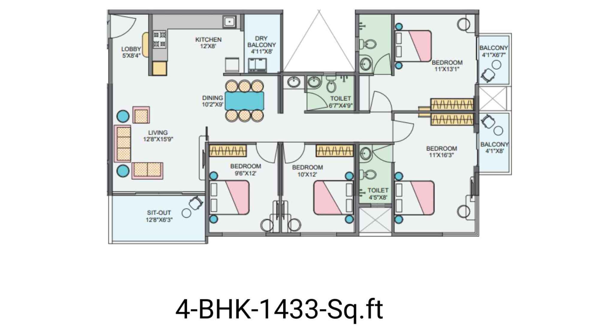 Vishal-Eastern-Front-Floor-Plan-4-BHK-1433-Sq.ft